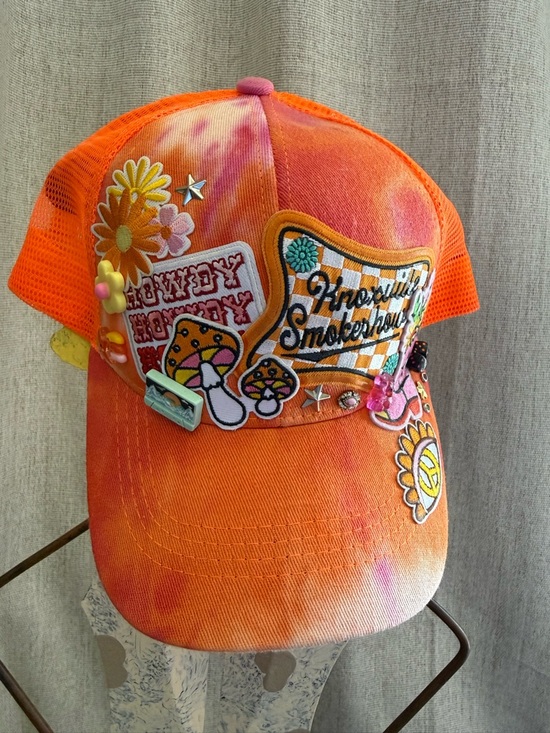 Orange Tie-Dye Patch ponytail Trucker Hat western Cowgirl main image 9
